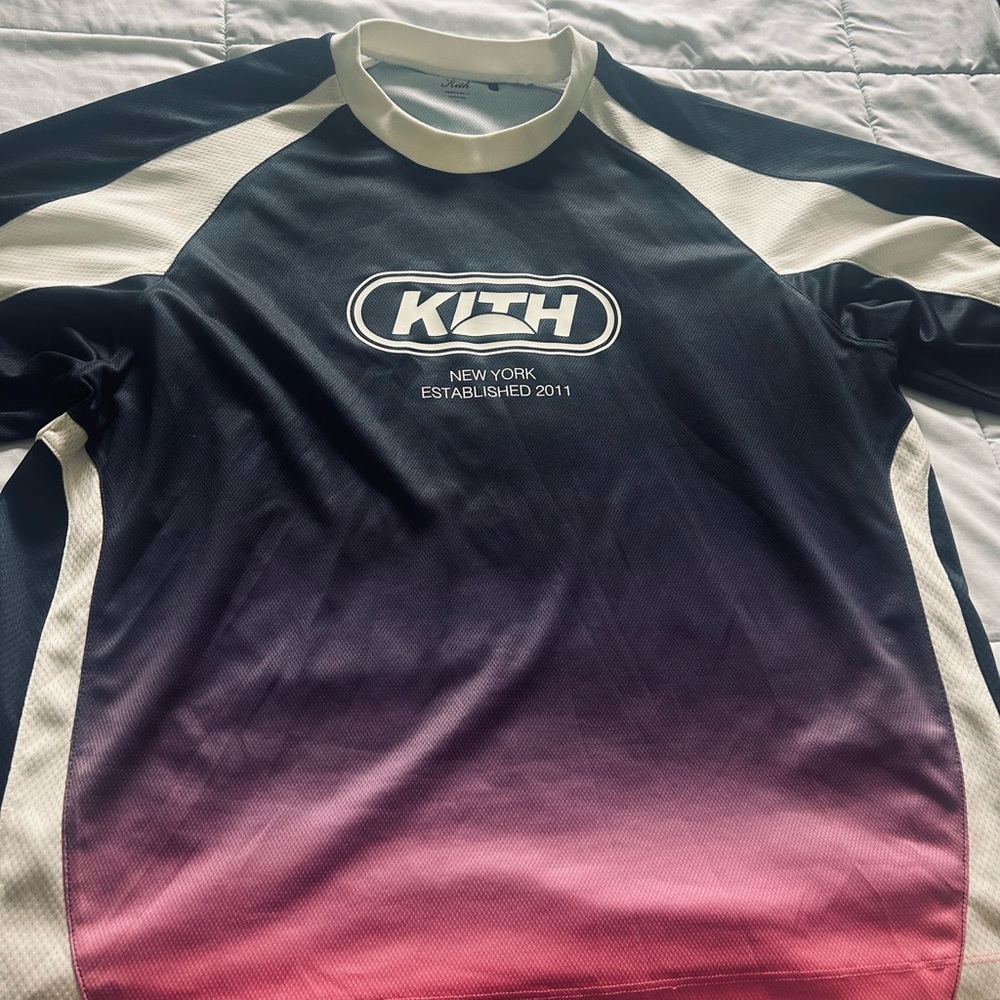 Kith Navy and White Logo Long Sleeve